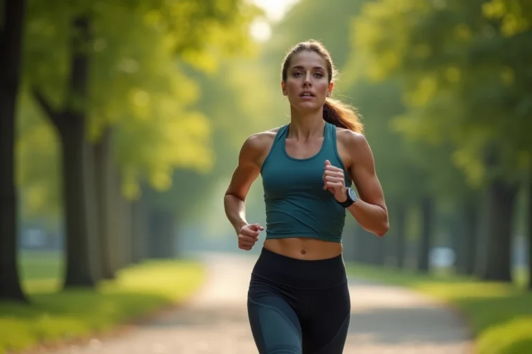 Femme en course dans un parc au matin pour l article sur running