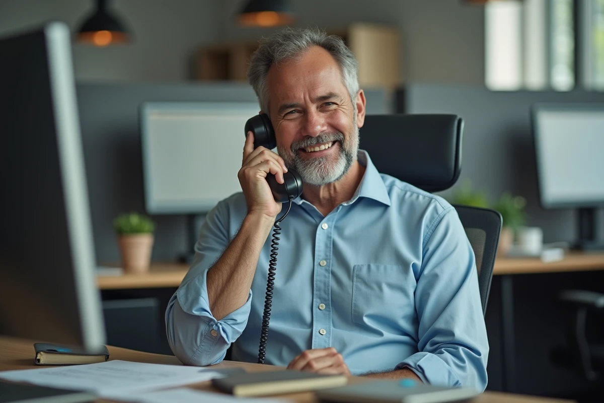 Homme au téléphone dans un centre d